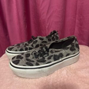 Vans Women's Leopard Print Sneakers - Black and Grey